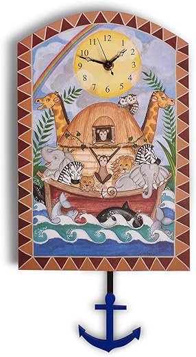 Laughing Moon Noah's Ark Pendulum Wall Clock, Handmade in The USA