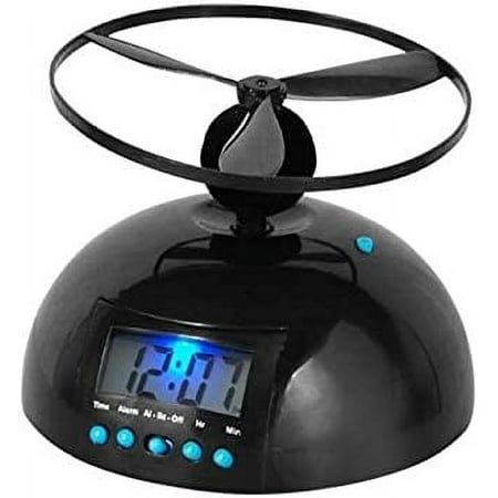 Lindbes Novelty Digital LED Alarm Clock Gadget Run Away Flying/Rolling Helicopter Chopper Propeller Clock Creative gift