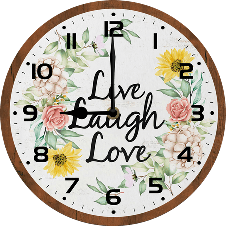 Live Laugh Love Wall Clocks Battery Operated 10 Inches - Wood Wall Clock for Kitchen - Rustic Wall Clock Silent Non-Ticking