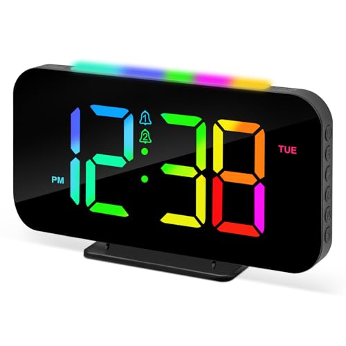 Loud Alarm Clocks for Bedrooms Heavy Sleepers Adults, Digital Clock with Night Light, Adjustable Volume, Large Display, Dual Alarm, Snooze, USB Charger Dimmable Bedside Alarm Clock for Teens (Black)