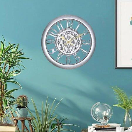 LOVIVER 11 inch Retro Wall Clock European Battery Operated Decorative Indoor Round Vintage Wall Clock for Office Bedroom Living Room Kitchen and Home