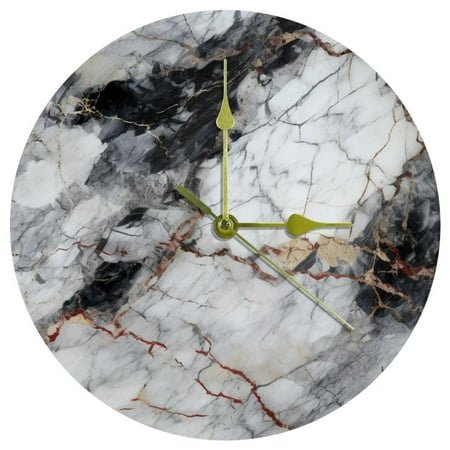 Marbled Acrylic Circular Wall Clock - Stylish Timepiece for your Home Décor - Quartz Movement, Easy to Read - 12-inch Diameter - Silent Ticking - Modern & Elegant Design