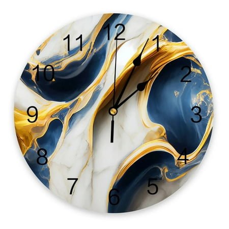 Marble Texture Ink Style Round Wall Clock for Home Decor Living Room Silent Modern Creative Wall Clocks（12 Inch）