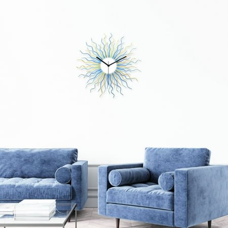 Medusa Blue & Gold - 23.5 in Organic Oversized Analog Wall Clock, Mid Century Modern Wall Decor by ardeola