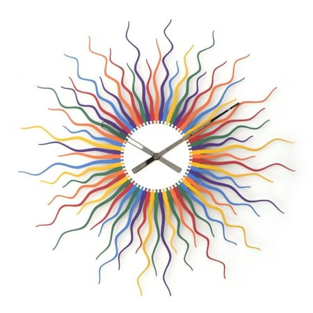 Medusa Rainbow - 39 in Oversized analog Wall Clock in Rainbow Colors, Handmade Home Decor, a Boho Sunburst Clock