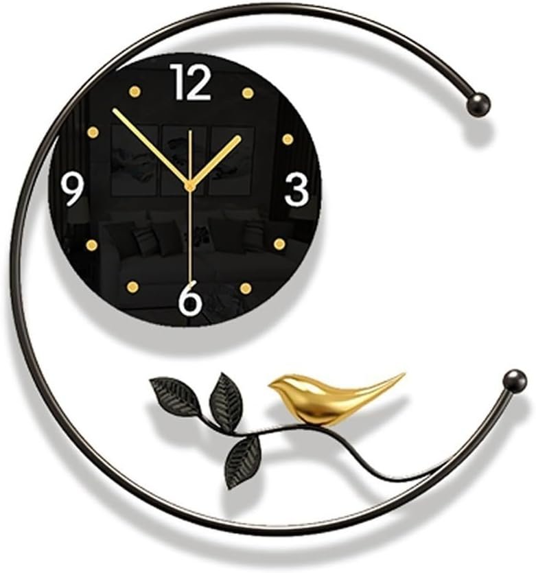 Metal Bird Pendulum Wall Clock, Silent Non Ticking Design Artistic Creative Wall Clock Modern Simple Quartz Clock for Home House Kitchen Bedroom