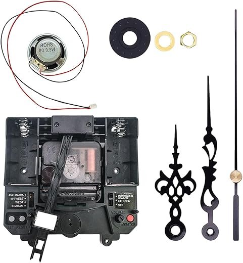 Milageto Quartz Clock Movement Mechanism, with Hands Silent Music Box Mechanism Kits Repair Tool Parts Making Long Shaft for Clock Repair Replacement, Style D