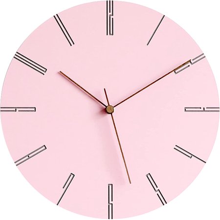 Modern Minimalist Silent Wall Clock Pink Pastel Collection