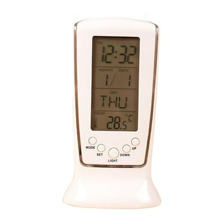 Multi-function Mini LED Alarm Clock Calendar Digital Thermometer Clock Display with Backlight Interior Decorations (Blue Light)