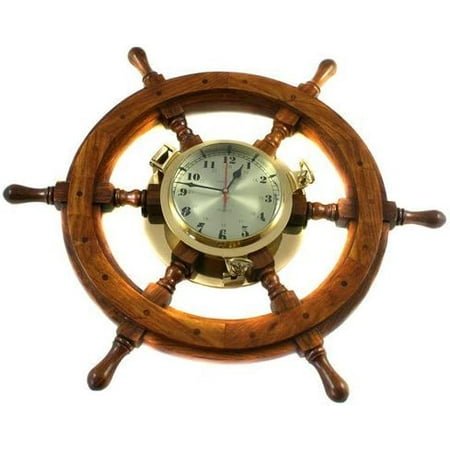 Nagina International Nautical Captain's Ship 24 Wheel Porthole Wall Mounted Clock