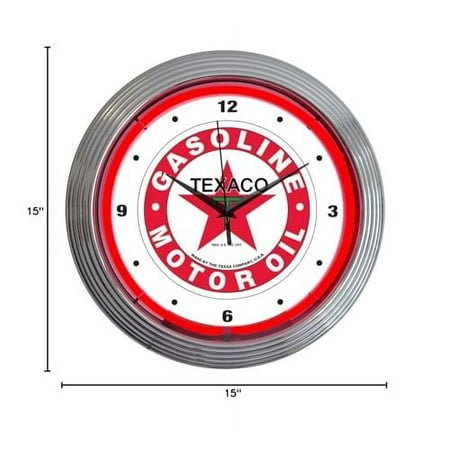 Neonetics Texaco Motor Oil Gasoline Neon Wall Clock, 15-Inch