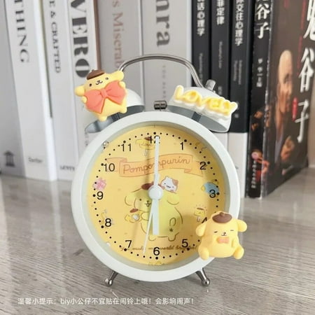 New Diy Sanrio Bell Alarm Clock Super Silent Cartoon Kt Cat My Melody Kuromi Anime Room Decoration Bedside Alarm Clock Gift