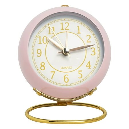 Newxiaaa Stainless Metal Clock, Wood Made Electric Clocks With Night Light Silent Battery Operated Round Wall Clock Modern Wall Clock Waterproof, For Bedroom, Bedside (Pink)