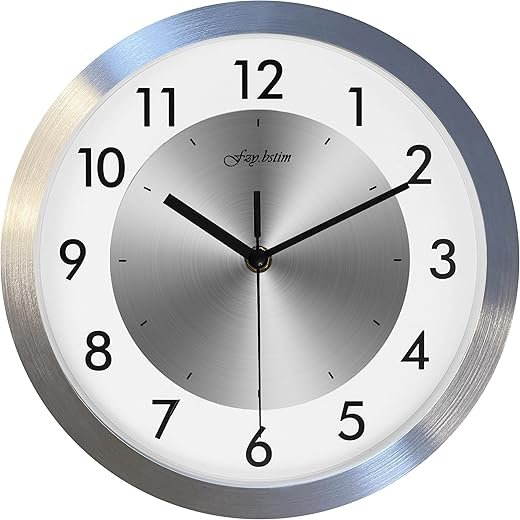 Non Ticking Silent Wall Clock Decorative,Analog Metal Wall Clock Battery Operated,Bedroom/Living Room/Office/Kitchen Clock,10 Inch