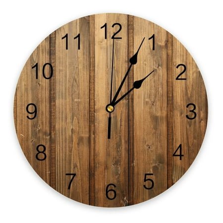 Old Wooden Board Wall Brown Wall Clocks Silent Home Cafe Office Wall Decor Clocks for Kitchen Wall Art Large Wall Clocks 25cm