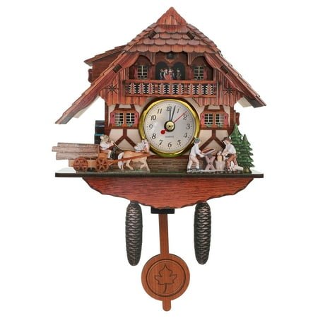 Oraceous Wooden Decorative House Wall Clocks for Home Decor Schoolhouse Pendulum Wall Clock Silent Swinging Pendulum Clock Wall Hanging Puzzle Clocks for Living Room Office Home