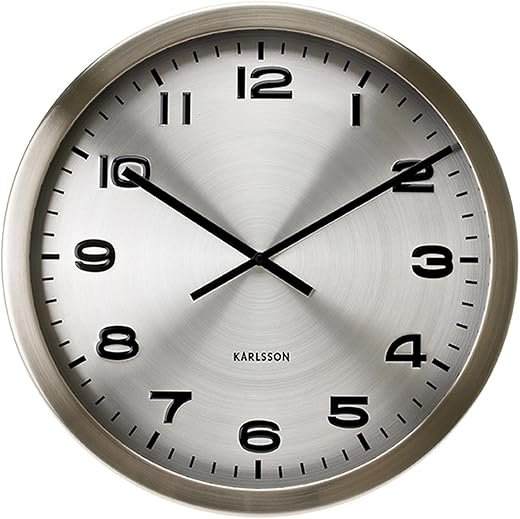 Present Time Karlsson Wall Clock Maxie, Steel Polished Aluminum