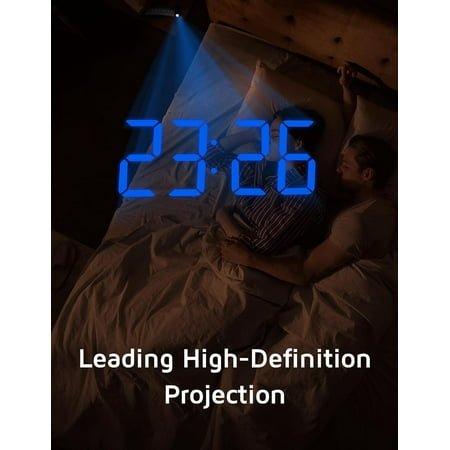 Projection Alarm Clock, Digital Clock With Modern Curved Design 180° Rotatable Proj[20]