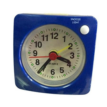 Quartz Bedside Desk Sweep Travel Portable Plastic Mini Alarm Clock Silent blue