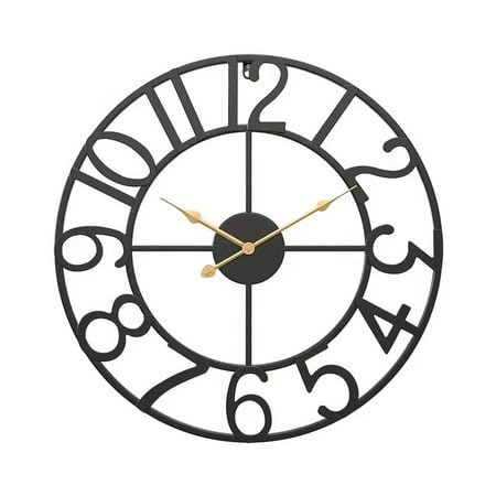 Retro Metal Wall Clock Creative Iron Art Decoration Digital Living Room Watch Home Decoration Wall Hanging Art Large Wall Clock (black,40cm)