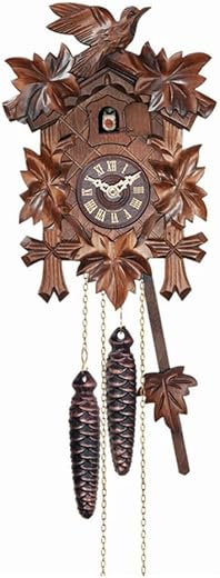 River City Clocks 12 Melody Quartz Cuckoo Clock with Five Leaves and Bird