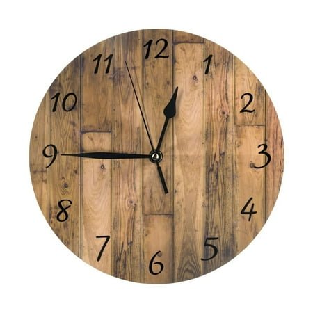 Rustic Barn Wooden Wood Planks Farmhouse Wall Clock - 10 Inch Silent Non-Ticking Wall Clocks -Country Retro Rustic Style Decorative For Living Room Kitchen Home Bathroom Bedroom