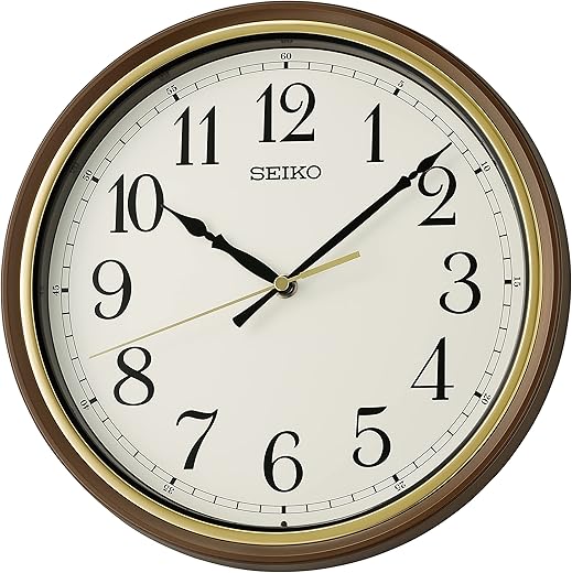 Seiko 11 Inch Oita Wall Clock, Metallic Brown