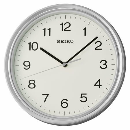 Seiko 11 Oita Wall Clock, Metallic Silver Traditional Round Quartz Analog QHA008SLH