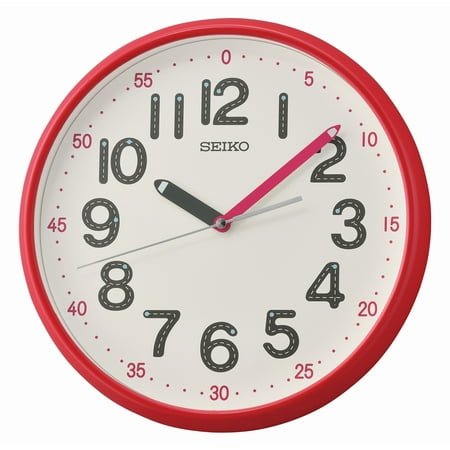 Seiko 12 inch Shuyona Red Analog Quartz Traditional Wall Clock Quiet Sweep Second Hand Battery Powered Youth QXA793RLH