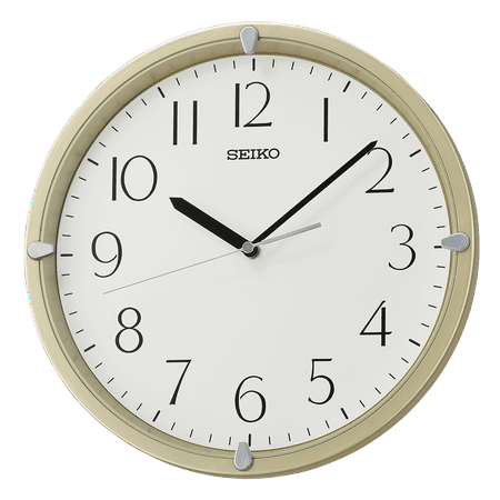 Seiko 12 Kuota Round Wall Clock, Golden Color Frame, Analog, Quartz, Battery Operated, Traditional QHA007GLH