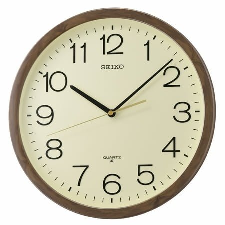 Seiko 14 inch Shigato Round Wall Clock Cream Brown Analog Quartz QXA807BRH