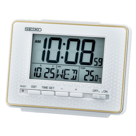 Seiko 3 Easton Digital Everything Alarm Clock, White Beep Alarm, QHL096WLH