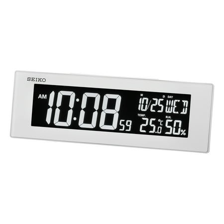 Seiko 8 Digital Everything Alarm Clock, White, Beep Alarm Desktop, QHL085WLH