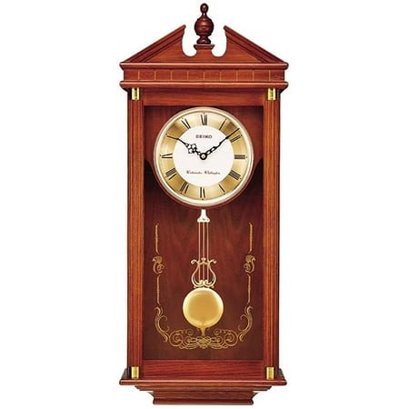 Seiko Regal Oak Wooden Chime Wall Clock Pendulum, Quartz, Analog QXH107BLH