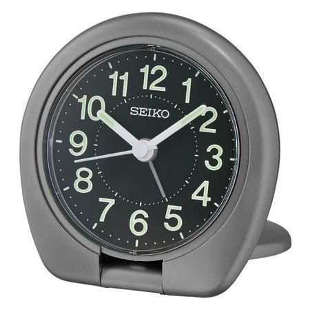 Seiko Sakai Travel Beep Alarm, Metallic Dark Silver Traditional Quartz Analog QHT018TLH