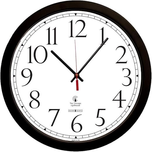 SelfSet Quiet Wall Clock, 14-1/2, Black