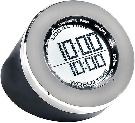 Black World Time Multifunction Clock