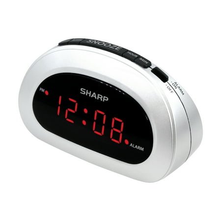 SHARP Digital Alarm Clock, Cloud White, Easy to Set Controls, Red LED Display