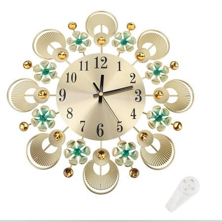 Silent Modern Metal Wall Clock with Rhinestones - Elegant Home or Office Decor