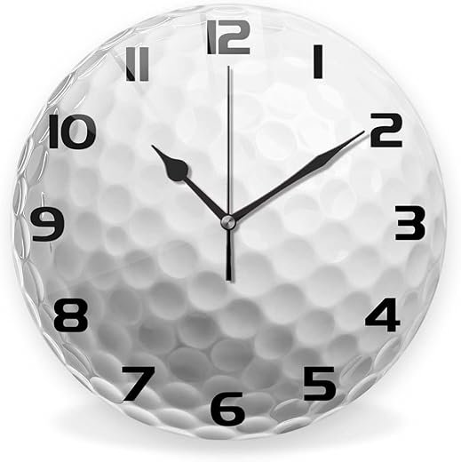 Silent Non-Ticking Sport Theme Wall Clocks, Sport Ball Golf Wall Clock, Battery Operated 13.4x13.4 Round Wall Clock for Home Decor Boy Room Living Room School Birthday Gift