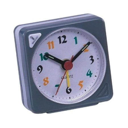 Small Clock, Gradient Sound, , Non Ticking Analog for Travel Bedside Desktop - Gray, as described