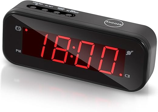 Small Digital Clock Battery Operated, LED Travel Alarm Clock Battery Powered with Snooze, Cordless, Brightness Adjustable, 12/24Hr, Easy to Use