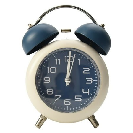 Splihome Twin Bell Vintage Metal Alarm Clock with Night Light For Dormitory Home Office Blue