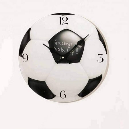 Sports Modern Wall Clock Silent Non-Ticking Quartz Sweep Decorative Battery Operated Wall Clocks for Home Living Room Bathroom School Plastic Frame (Football)