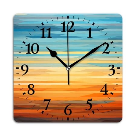 Square Wall Clock,Abstract Sunset Painting,Silent Non-Ticking Wall Clock Decor for Home Office Kitchen Living Room Bedroom(10inch)