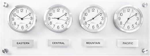 *STANDARD* B.B.Horaire Modern Wall Clock - Timezone Wall Clock - Silent Non Ticking Clock - Personalized Stock Clock - Easy Install, Clear