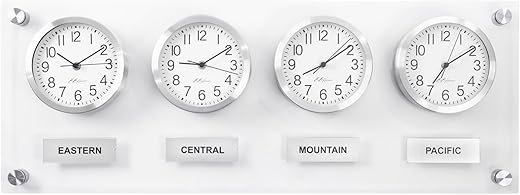 Time Zone Clock - Elegant Modern Mondial Wall Clock - Silent Non Ticking - Quartz Analog Battery Operated - Multiple City/Country/Region/World Clock - Easy Install - 32 Inch x 12 Inch