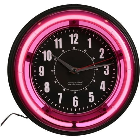 Sterling & Noble Indoor 11 Pink Arabic Neon Wall Clock