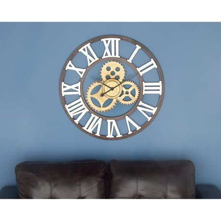 Studio 350 Brown Metal Gear Decorative Wall Clock