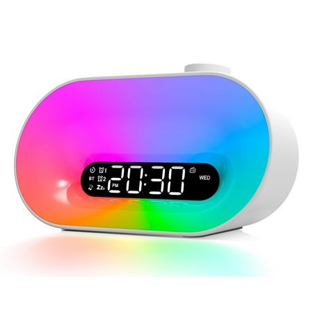 Sunrise Alarm Clock Wake Up Light, Gradual Sunlight Lamp Clock, Sound Machine with 10 Soothing Sounds, FM Radio, Nightlight, Bluetooth Speaker, Digital Clock for Bedroom, Kids, Heavy Sleepers Adults